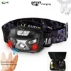 Headlamps Full Power Charging LED Headlamp Body Motion Sensor with USB Flashlight Camping 231117