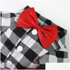 Dog Apparel Pet Clothes Dog Apparel Plaid Striped Shirt Suit Wedding Dress Puppy Coat Teddy Bear Pomeranian Vest Small-Medium Cat Cost Dhlyd