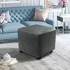 Stol täcker fyrkantig sammet fotpall täcke elastiska all-inclusive ottoman täcker 360 grader fotres skyddande fall för vardagsrum slipcover 231117