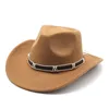 Western Cowboy Fedoras Women Men Fedora Hat Wide Brim Felt Hats Jazz Top Cap Autumn Winter Caps Trilby 2023 Fashion New