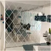 Wall Stickers Decorative Mirror Wall Sticker 17/32/58Pcs Diy Diamonds Rhombus Acrylic Surface Stickers Living Room Drop Delivery Home Dhrs0