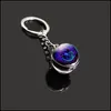 Favor de festa 12 Constellation Time Gem Key Pingente Doublesidididid Ball Ball Charm Chairing Chainle Birthday Birthday Valentine DhNuk