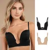 Bras folomi Sexy Plunge Bra Deep U Женское женское белье бесшовное без обратного белья Свадьба невидимое сексуальное толкание