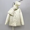 Women's Trench Coats Black Scarf-style Glossy Sense Of Handmade Rope Knot Buttons Women's Cotton Jacket 2023 Winter Simple Loose Y2k
