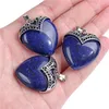 Pendant Necklaces 2Pcs/Set Love Heart Shape Stone Natural Amethysts Tiger Eye Energy Pendants 31x35MM Vintage Charm Beads For Jewelry DIY