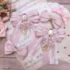 Headwear Hair Accessories Beaded Handmade Hair Clips for Girls Japanese Style Sweet Cute Lace Headwear Women String Ribbon Love Bear Hairpin 231118