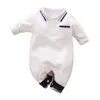 Rompers Baby Girl Boy Deskleding Lange Mouw Born Kids Kleding Katoen Baby Romper Turn Down kraag slaapkleding voor geboren 230418