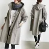 Women's Jackets Women Fashion Trench Coat Spring Autumn Casual Hooded Medium Long Overcoat Loose Windproof Korean Trendy Large Size 230418