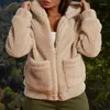 Jaquetas femininas jaqueta de inverno velo casaco com capuz plus size cardigan quente zíper verde outwear 2023 outono casa casual mulher roupas