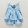 Clothing Sets Baby Girls Outfits Clothes Summer Muslin Cotton Sleeveless Vest Dress Shorts Shirt Suits Fashion TopTrousers Sets 2pcs 04T M 230418