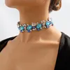 Chaînes Ingemark luxe surdimensionné strass chaîne collier pour femmes Boho grand géométrique coloré cristal tour de cou cou accessoires de mariage