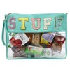 Cosmetic Bags Cases Letter Patches Clear PVC Cosmetic Bag Women Personalized Transparent Travel Make Up Pouches Sewn on Patches Snacks Bag Organizer 230418