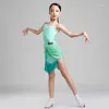 Stage Wear Bambini Vestito da ballo latino Bambini Ragazza Maglia manica intera Salsa Tango Costume Frange Slip Abiti Nappa Gonne 3332