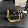 Kinderzakken CC Bag 255 Dames klassieke zwarte klep schouderolifantpatroon gewatteerde ketting wrap goldsilver metalen hardware luxe handtas vintage elegante portemonnee make -up b