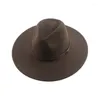 Beret Hats for Women Hat Man Mężczyzna Fedoras Zima Zima Big Brim 9,5 cm pasek pasowy Casual Solid Panama Cap Sombrero Hombre