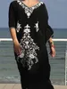 Dames badmode elegante zwarte maxi jurk robe de plage v nek Boheemse lange jurk size zwempak strandkleding bedek op kaftan pareo 230417