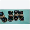Dog Apparel Designer Shoes With Adjustable Straps Non-Slip Soft Sole Puppy Paw Leather Protector Boot For Small Medium Sized Dogg Da Dhims