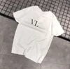 Designer Valentine T-Shirt Frühling und Sommer Warren T-Shirt reine Baumwolle mit Boden Short Sve Female Fashion 2024 Weiß Schwarz