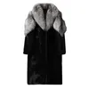 Cappotto da uomo in pelliccia di misto lana visone intero inverno caldo giacca a vento lunga moda casual taglie forti 231117