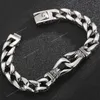 Man Bracelet Homme 12MM Wide Stainless Steel Curb Chain Charm Bracelets Hand Bands for Men Vintage Mens Jewellery Accessories Fashion JewelryBracelets