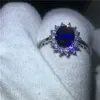 Bandringar Vackra lyx Sapphire Stone Ring Bridal Engagement Reception Wedding Memorial Jewelry AA230417