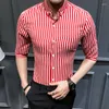 Erkekler Elbise Gömlek Erkekler Kısa Kollu Çizgili Yaz İyi Kaliteli Erkek İş Slim Fit 5xl