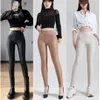 Womens Pants Capris high waisted artificial leather pants casual long legs thick winter and autumn girls pencil beige sexy concave convex shaped 231118