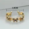 Anillos de boda de lujo de piedra femenina anillo ajustable clásico amarillo oro color compromiso mariposa cristal azul para mujeres