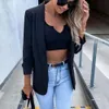 Женские костюмы Blazers Fashion Женская куртка для заслонки карманы с твердым цветом офис офис работы открытая передняя кардиган верхняя одежда 230418