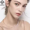Pendanthalsband Rinntin Fashion 925 Silver Natural Pearl Necklace med 14K Gold Paper Clip Chain for Women Trendy Pearl Neck Chain Jewelry GPN13231118