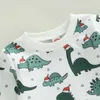 Sets 2022-10-10 0-3Years Peuter Baby Jongen Meisje 2 Stuks Herfst Kleding Set Mouw Dier Dinosaurus Gedrukt top Lange Broek