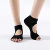 Meias femininas antiderrapantes sem dedos para ioga com punhos para Pilates Ballet Barre Dance Barefoot Workout Open Toe Fitness Gym Sport Socks Acessórios de roupas esportivas Meias esportivas