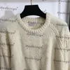 Beige Elegant Sweaters Fashion Pullover Sweater Tops Letters Jacquard Sweater Classic Crew Neck Ladies Tees Brand Sweater