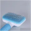 Dog Grooming Hair Removal Comb Dog Grooming Brush Stainless Steel Cats Combs Matic Non-Slip Brushs For Cleaning Supplies Drop Delivery Dhxim