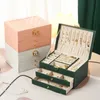 Jewelry Boxes Rhombic three-layer drawer-type lock jewelry storage box necklace ring ear jewelry storage box jewelry box 231118