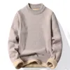 Herrtröjor Fashion Men's Casual Slim Fit Basic Turtleneck Knittad tröja Hög krage Pullover Male Double Collar Autumn Winter Tops 231212