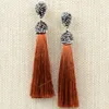 Pendientes largos de borla de 12 colores hechos a mano, bohemios, inusuales, de seda, colgantes de cristal, pendientes colgantes para mujer, joyería, pendientes de regalo, Pendientes colgantes