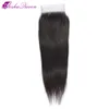 Piezas para el cabello Aisha Queen 4 4 Cierre de encaje Parte gratis Cierres de color marrón medio suizo Non Remy Brasil 230417
