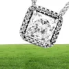 100 925 Sterling Silver Square Sparkle Halo Collana Moda Donna Accessori per gioielli di fidanzamento di nozze4914846