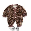 Kleidung Sets 2 stücke Nette Baby Jungen Mädchen Samt Warme Frühling Herbst Winter Kleidung Kinder Kinder Dicke Leopard Mantel Anzüge 231117