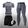 Survêtements pour hommes Hommes Compression Entraînement Set 3 PCS Vêtements Outfit Fitness Vêtements Gym Courir en plein air pour 231118