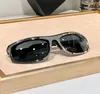방패 랩 선글라스 은색 어두운 회색 렌즈 여성 남성 남성 패션 타원형 선글라스 안경 상자