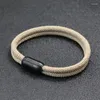 Bracelets de charme minimalista Madeira Milão Pulige de corda preta Braclet de linha de fios de aço inoxidável preto para jóias de braçadeira masculina Homme