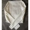 Koszulka damska marszona teksturowana pullover długi rękaw Y2K Tops dla kobiet T-shirty Załoga szyi