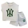 Clothing Sets Boutique Desginer Baby Boys Clothing Summer Sleevelesee Pullover Shirt And Pants 2pcs For Kids 2-8 Years Casual Sport Set 230418