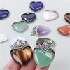 Подвесные ожерелья 2pcs/set Love форма сердца камень натуральные аметисты тигрные энергии Energy Pendants 31x35 мм винтажные шармовые бусинки для ювелирных изделий DIY