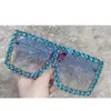 Lunettes de soleil strass nuances surdimensionnées en gros femmes marque concepteur rétro lunettes plein cristal Rectangle femme