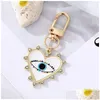 Keychains Lanyards Keychains Lanyards Rhinestones Pearl Evil Eyes Alloy Men Women Peach Love Heart Devils Bag Car Keychain Pendant I Dheio