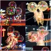Party Decoration Glow Artificial Flower Balloons Pneumatic Transparent Valentines Rose Balloon Petal Lamp Waterproof Airballoon Fogg Dhr7V