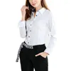 Blouses pour femmes OL bureau dame coton à manches longues formelle chemise pour femmes doux affaires pouces solide décontracté vêtements de travail revers